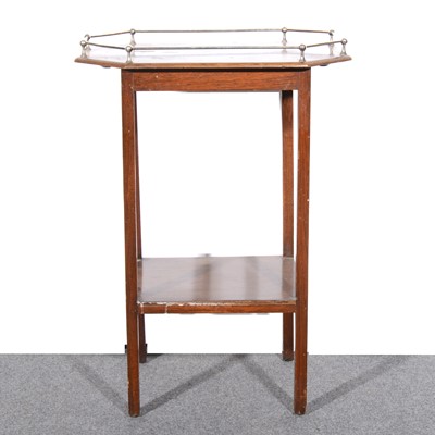 Lot 119 - An oak occasional table with chrome gallery, and a mahogany occasional table
