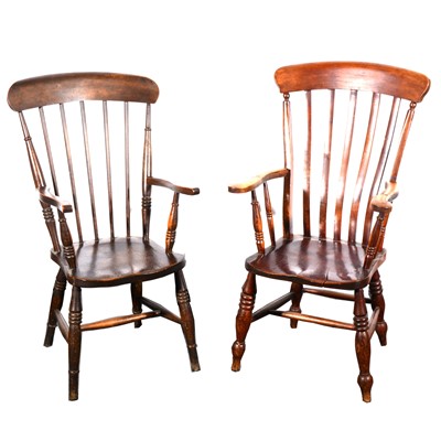 Lot 104 - Two beech and elm kitchen chairs