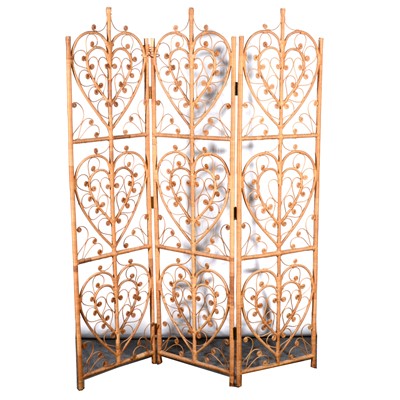 Lot 178 - A rush work three-fold screen