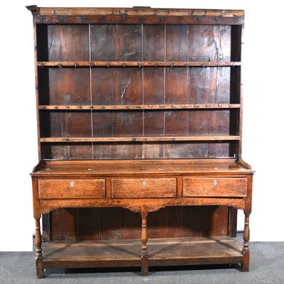 Lot 434 - An oak panelled back dresser, late 18th Century