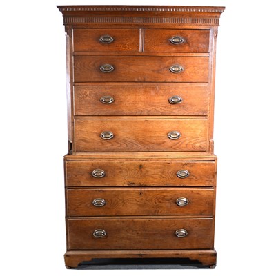 Lot 549 - A George III oak chest on chest