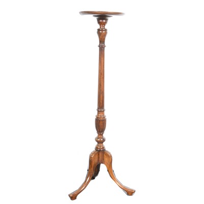 Lot 450 - Reproduction walnut and stained beech torchere,...