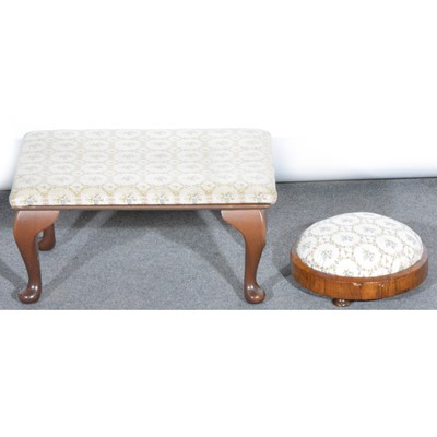 Lot 475 - A Victorian walnut footstool, and another modern stool