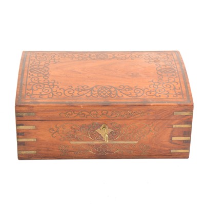 Lot 120 - An Indian brass inlaid hardwood jewellery casket