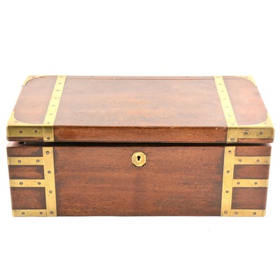 Lot 101 - A Victorian brass banded mahogany writing box