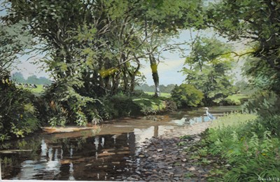 Lot 353 - Derek Plummer, 
Heron by a stream