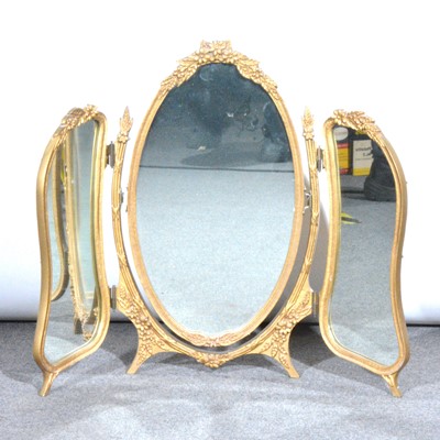 Lot 533 - A gilt triptych dressing table mirror