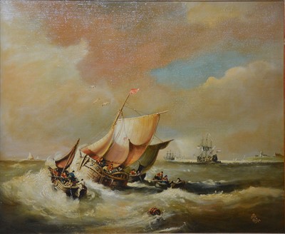 Lot 343 - Monogramist RR, 
Shipping off the coast