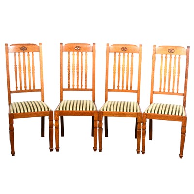 Lot 438 - A set of six oak dining chairs by Shapland & Petter of Barnstaple