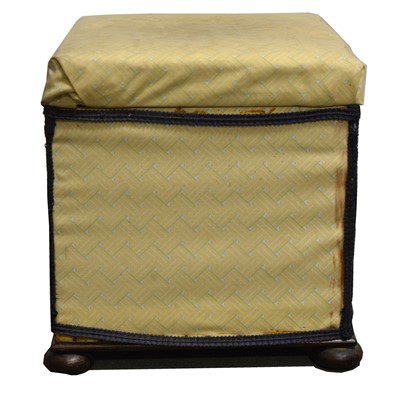 Lot 106 - A Victorian upholstered stool ottoman; and a cylinder stool commode