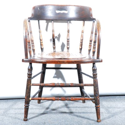 Lot 530 - An oak hoop back office chair
