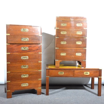 Lot 465 - Three pieces of modern mahogany and brass bound Campaign style furniture