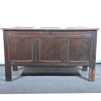 Lot 454 - A joined oak coffer, 18th Century