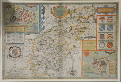 Lot 379 - John Speed, Northampton Shire, hand-coloured county map, and others