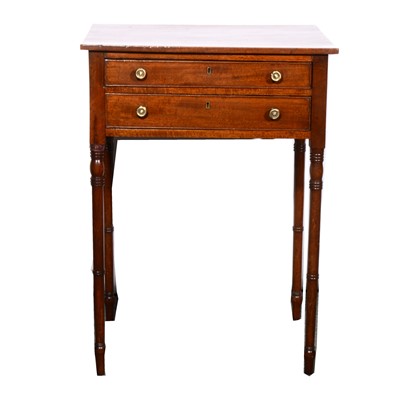 Lot 16 - A mahogany two tier side table, and an ebonised wine table.