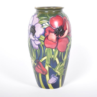 Lot 578 - A Moorcroft Pottery trial vase, 'Anemone' design variation, 2002