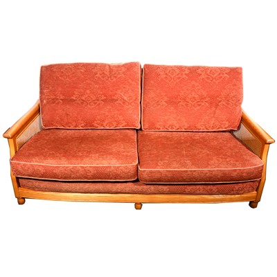 Lot 518 - Ercol ash framed bergere style three-piece suite