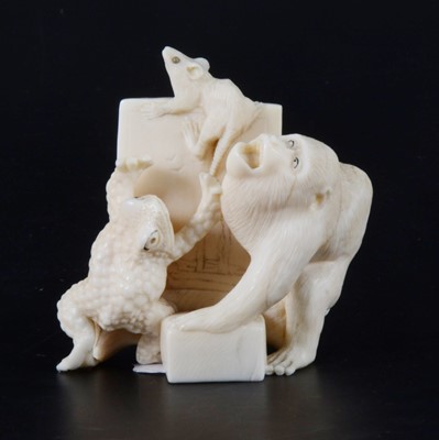 Lot 42 - A Japanese carved ivory group, early 20th Century