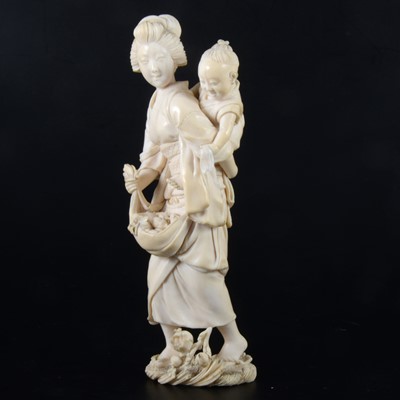 Lot 53 - A Japanese carved ivory okimono, Meiji