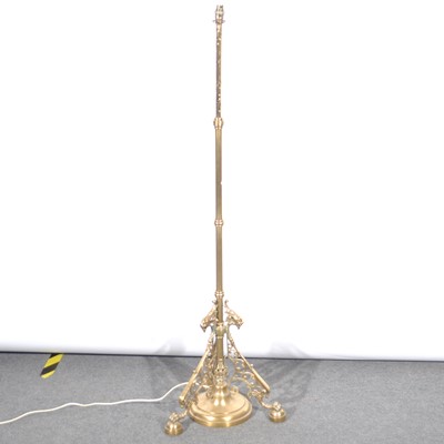 Lot 441 - A brass standard lamp, converted to electricity