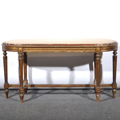 Lot 506 - A Louis XVI style gilt gesso duet stool