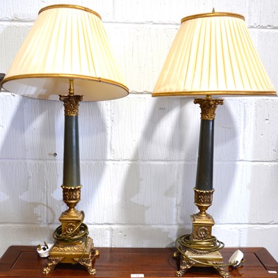 Lot 539 - A pair of reproduction candlestick lamp bases