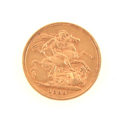 Lot 246 - A Gold Full Sovereign, Victoria Veiled Head, 1899, Melbourne Mint.