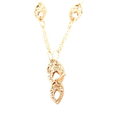 Lot 270 - A suite of 9 carat gold jewellery - necklace and earrings.
