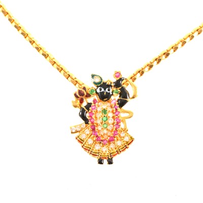 Lot 274 - A hallmarked 22 carat yellow gold chain necklace and pendant.