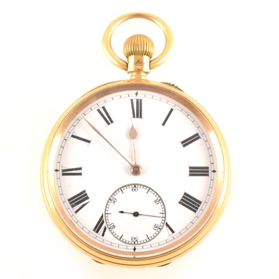Lot 287 - An 18 carat yellow gold open face pocket watch.