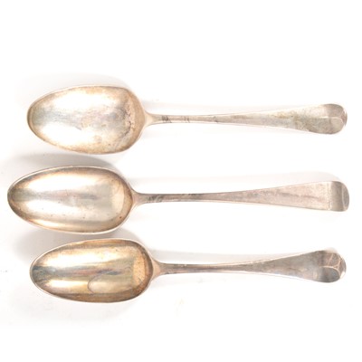 Lot 74 - George II shell-back spoon tablespoon, and two others