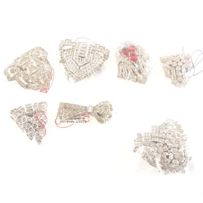 Lot 317 - Trifari USA - ten paste set single dress clips.
