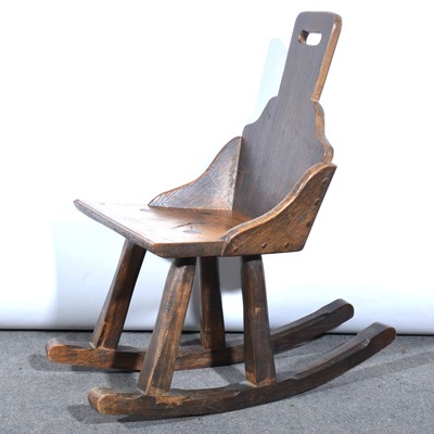 Lot 402 - A country made rocking oak rocking chair