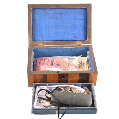 Lot 328 - A vintage jewel box with silver and costume jewellery