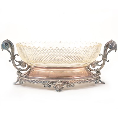 Lot 189 - A Dutch silver dessert stand with cut glass bowl