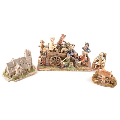 Lot 72 - Will Young Devonshire pottery group, 'Bringing home the old grey mare', and seven similar figures