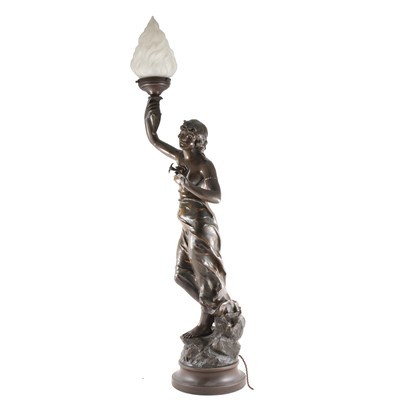 Lot 177 - An Art Nouveau figural lamp, after Julien Caussé