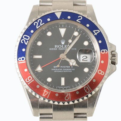 Lot 224 - Rolex - A gentleman's GMT Master II Pepsi bezel.