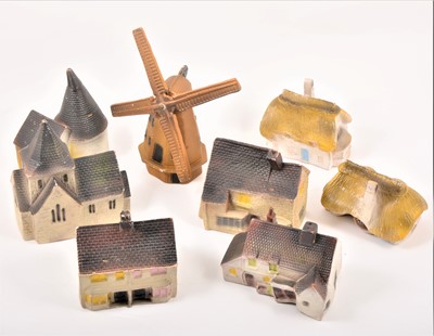 Lot 70 - Tri-ang Spot-On Cotswold Village series buildings, Lone Star Loco and Gama tank.