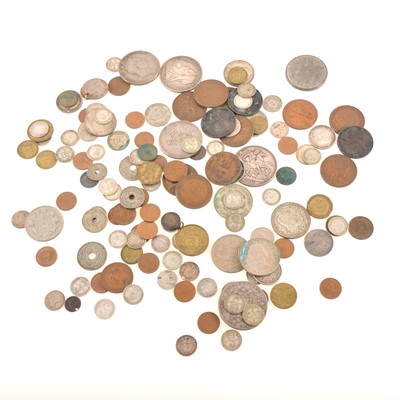 Lot 251 - A quantity of silver and copper coinage, Georgian and Victorian Crowns.