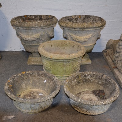 Lot 562 - Two pairs of garden urns, and another