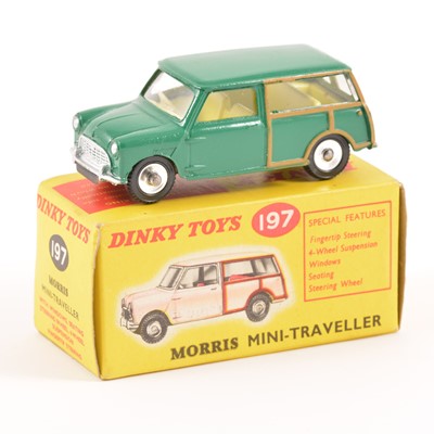 Lot 81 - Dinky Toys; no.197 Morris Mini-Traveller, lemon interior, dark green body, chrome spun hubs