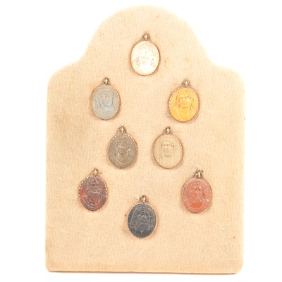 Lot 42 - A collection of eight lava portrait cameos