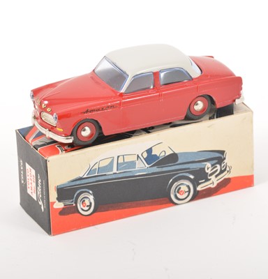Lot 168 - Tekno Toys Denmark; no.810 Volvo Amazon, two-tone red and grey body, spun hubs, in original box.