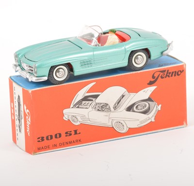 Lot 169 - Tekno Toys Denmark; no.924 Mercedes-Benz 300SL, metallic green body, red seats, in original box.