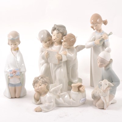 Lot 92 - Five Llado figures, angels, children.