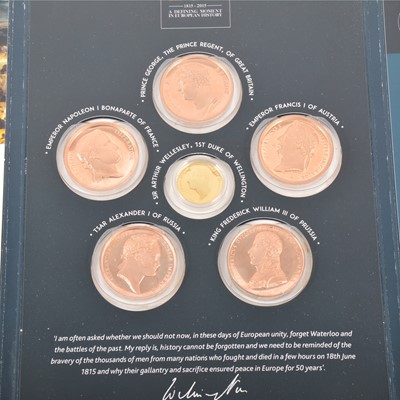 Lot 174 - The Battle of Waterloo Bronze and Gold Coin Set by Worcestershire Medal Service