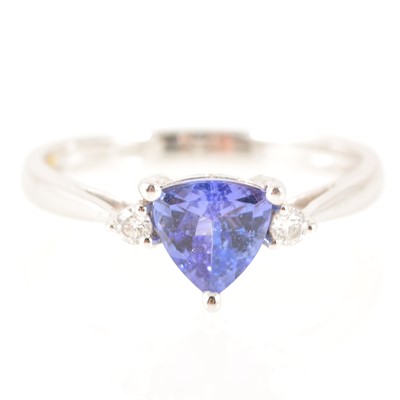 Lot 208 - A tanzanite and diamond ring.