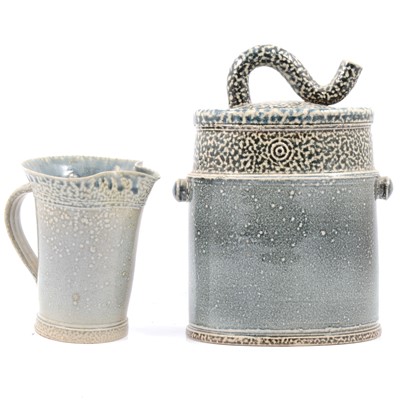Lot 195 - Walter Keeler - a salt-glazed jar and cover, and similar jug.