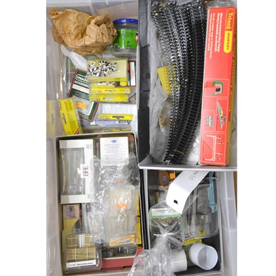Lot 36 - OO gauge model railway track-side accessories, one tub full.